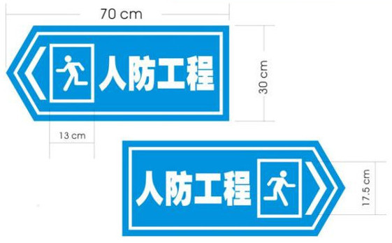 (二)指引标志牌(见图三)设置要求:人防工程人员出入口须设置安装人员